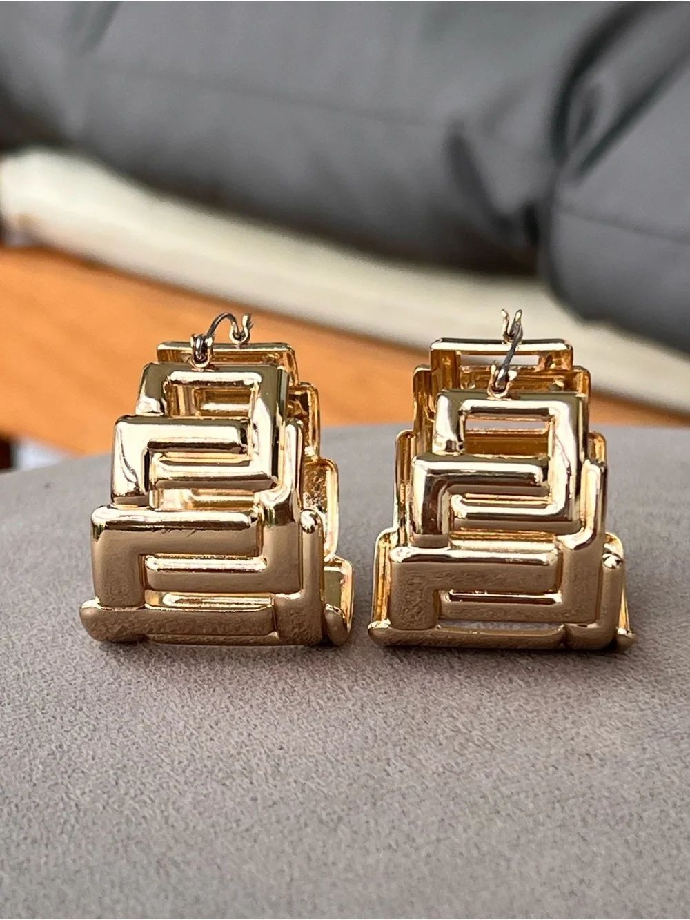 Gold Geometric Layered Statement Hoop Earrings
